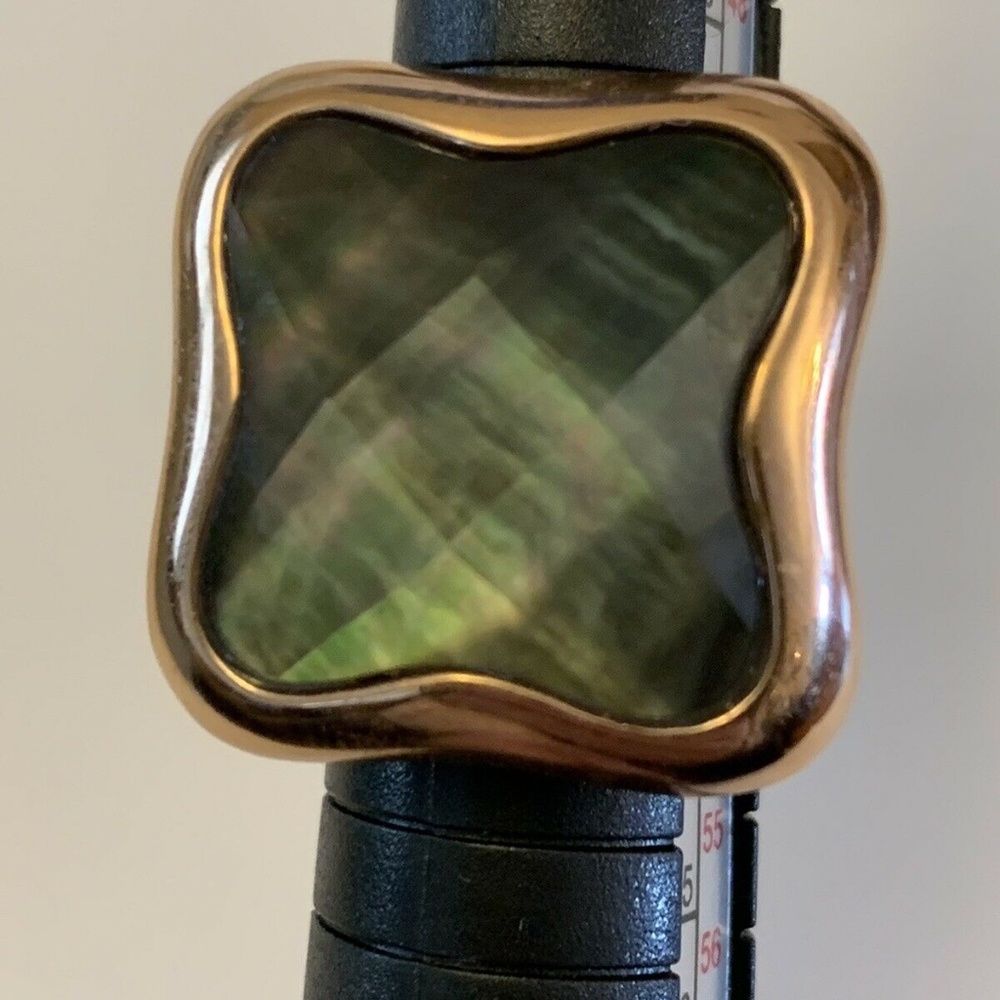 Honora Black Mother Of Pearl Ring Bronze Size 6 Signed Statement Ring